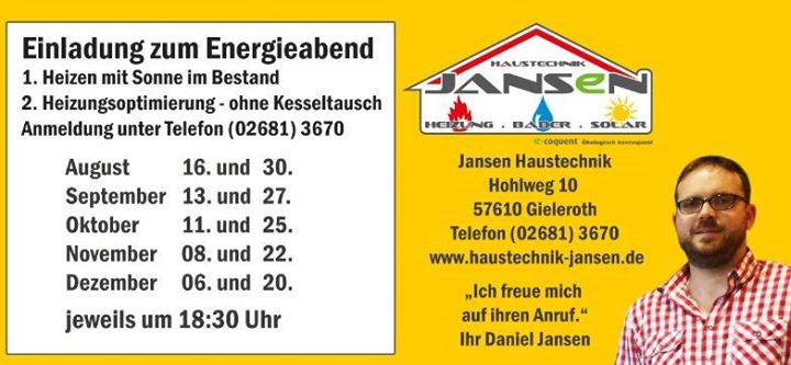 Jetzt anmelden und erfahren man mit unserem Optimierungskonzept 50% Heizenergie einspart!